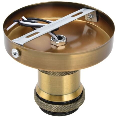 QiMeiTech E26 E27 Vintage Suspension Support de Lampe Plafonnier Douille Métal Support de Lumière Murale pour Home100-240V(patine dorée)