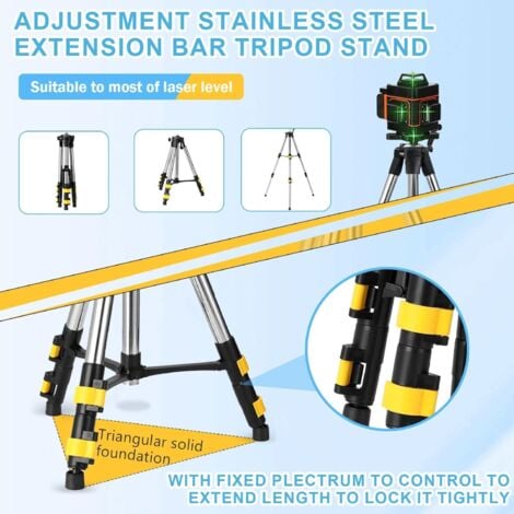 Ej.Life 1.2M Trépied de Niveau Laser, Filetage 5/8", Trépied d'Arpentage Robuste pour Scanner Niveau Laser de Construction,  Pieds Rétractables