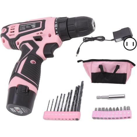 Ej.Life – Tournevis électrique 12V rechargeable sans fil – Perceuse compacte avec batterie lithium-ion 1500mAh – Couple 20N.m pour visser en série – Rose