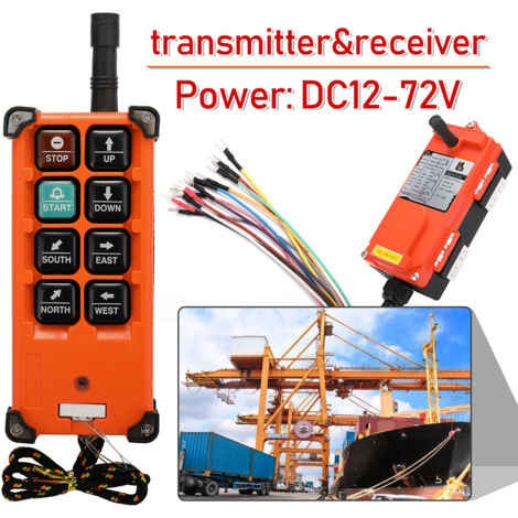 Ej.Life Télécommande de Grue sans Fil DC12-72V, émetteur-récepteur de Haute qualité pour palan Industriel, Pont Roulant F21-E1B