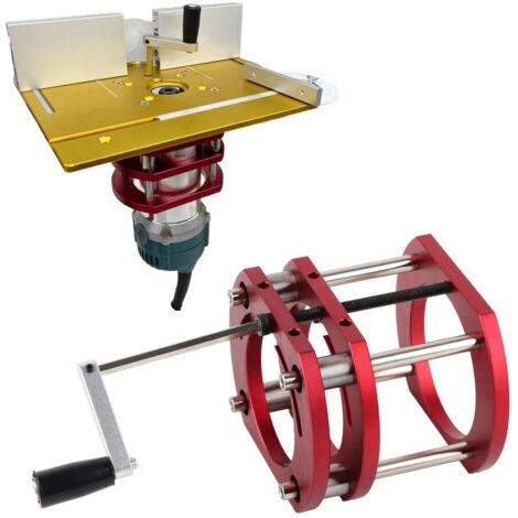 Ej.Life Ascenseur de Routeur, Kit de Système de Levage de Routeur en Métal pour Plaque de Base D'insertion de Scie à Table de Routeur, Serrage à 4 Mâchoires