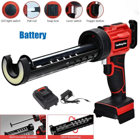 Ej.Life Pistolet à Cartouche Électrique sans Fil 300 mL Pistolet à Mastic 20 V Pistolet à Calfeutrer  4 Vitesses Réglables Anti-goutte Chargeur Rapide pour Calfeutrer, Remplir, Sceller