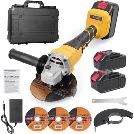 Ej.Life Meuleuse d'angle sans fil 21 V, Disqueuse 125 mm, 9000RPM, Meuleuse augulaire sans balais Poignée anti-vibration, Meuleuse sans fil avec batteries