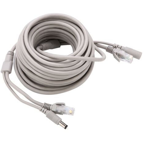 Ej.Life – Câble RJ45 et alimentation 5M/10M/15M/20M – Cat 5 pour caméras IP et systèmes NVR – 10Mbps/100Mbps – Connecteurs RJ-45 et 2,1mm - 10Mbps100Mbps