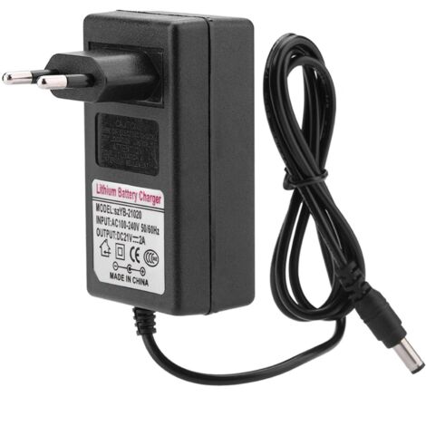 Ej.Life Adaptateur d'alimentation pour Chargeur de Batterie au Lithium-ION, AC 100-240V DC 21V 2A Adaptateur d'alimentation de Charge sûre Chargeur de Batterie au Lithium-ION(UE)