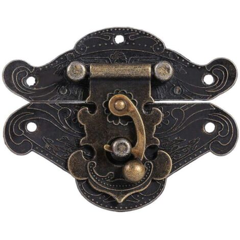 Sjlerst – Loquet antique en alliage de zinc – Couleur bronze – Dimensions 8,2 cm x 6,5 cm – Pour boîtes à bijoux et meubles en bois