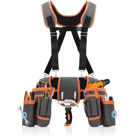 Ej.Life – Ceinture porte-outils 18 poches – Tissu Oxford 600D anti-usure – Tour de taille réglable 81-167 cm – Poches magnétiques pour accès rapide
