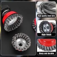 Lot De 4 Brosses Métalliques Pour Meuleuse D'angle, Nœuds Torsadés 75 Mm, Filetage M14