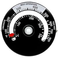 Ej.Life – Thermomètre de poêle magnétique 6 cm – Cadran en aluminium – Plage de température 100 à 500 ℃ – Indicateur de performance pour poêle à bois