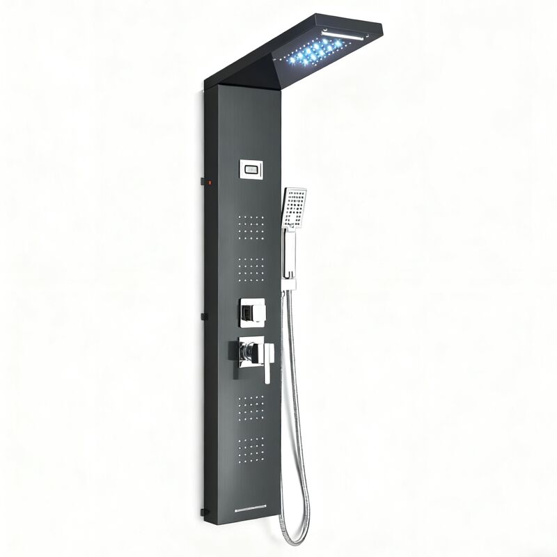 Colonne de Douche Hydromassante Panneau Acier Inox avec Ecran LCD de Température 741722127506