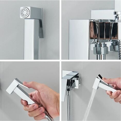 Kit Douchette WC Encastré Douchette Toilette WC Mural avec Flexible 1.5m Tuyau Chromé