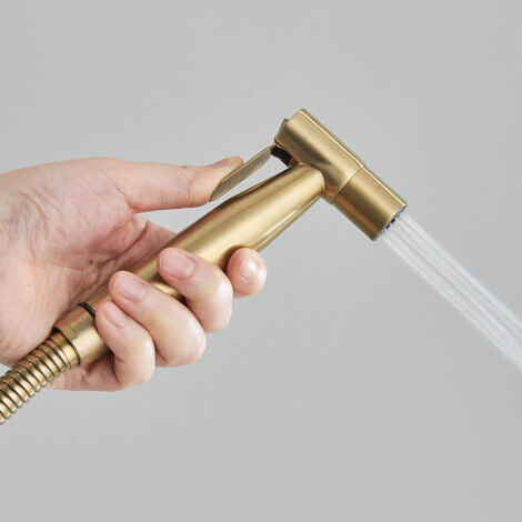 Spruzzatore per Bidet Ottone Handheld Bidet Spruzzatore Acqua Fredda Doccetta Bidet Montaggio a Parete Spruzzatore per Doccia con 59" Flessibile Doccia Oro Spazzolato