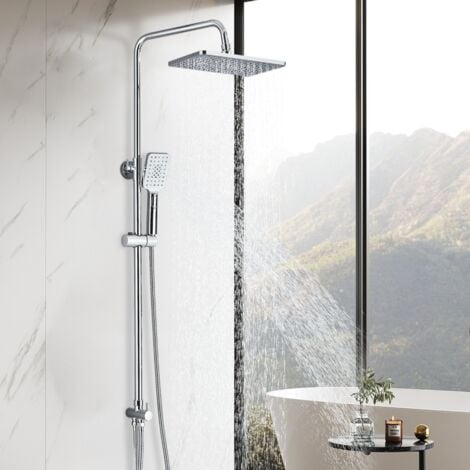 Colonne de Douche Complet sans Robinetterie pour Salle de Bain Système Pluie Chromé Réglable en Hauteur Ensemble de Douche Baignoire