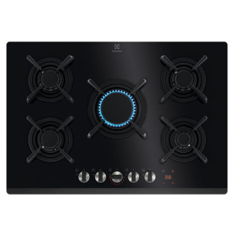 Electrolux Piano Cottura a Gas Serie 800 Flamelight KGG753753K 5 Fuochi Gas 75 cm Colore Nero