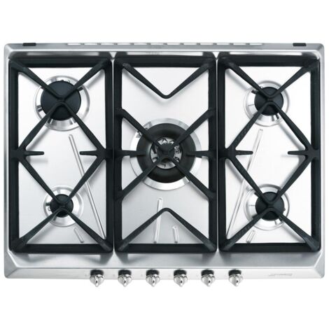 Smeg SRV576GH5 Piano cottura a Gas Incasso 70 cm 5 Fuochi Griglie in Ghisa Accensione Elettronica colore Inox (1/6)