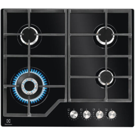 Electrolux KGG64362K Piano cottura Serie 600 Gas on Glass 60cm. Colore del prodotto: Nero, Posizionamento dell'apparecchio: Da incasso, Dimensione della larghezza del piano cottura: 6... - 949 641 002
