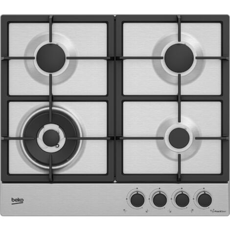 Beko HIAW64225SXE: Piano a Gas con PractiClean, 3 Bruciatori + 1 Wok, 60 cm. Colore del prodotto: Acciaio inox, Posizionamento dell'apparecchio: Da incasso, Dimensione della larghezza del piano cot...