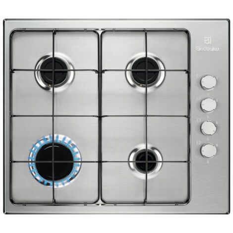 Electrolux KGS6404SX Piano cottura a gas Serie 300 Slim side control 60cm. Colore del prodotto: Acciaio inox, Posizionamento dell'apparecchio: Da incasso, Dimensione della larghezza del piano cottu... (1/5)