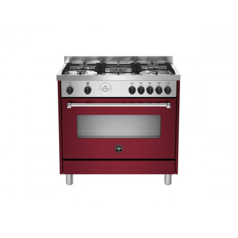 Bertazzoni La Germania Americana AMN965GVIT. Tipo di prodotto: Cucina, Colore del prodotto: Rosso, Tipo di controllo: Manopola. Tipo di piano cottura: Gas, Numero totale di fuochi: 5 Fornello(i), N... (1/3)