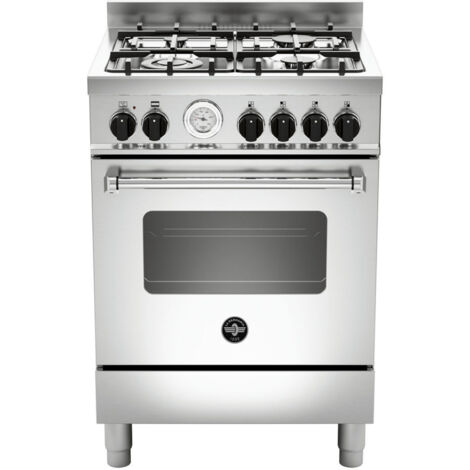 La Germania Americana AMN664EXT Cucina a Gas Piano Cottura Acciaio Inossidabile 4 Fuochi Forno Elettrico Multifunzione 69 Litri Classe Energetica A