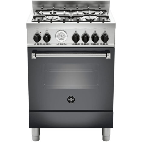 Bertazzoni La Germania Americana AMN664ENET. Tipo di prodotto: Cucina, Colore del prodotto: Nero, Tipo di controllo: Manopola. Tipo di piano cottura: Gas, Numero totale di fuochi: 4 Fornello(i), Nu... (1/3)