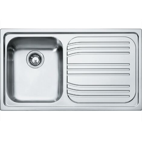 Lavello da Cucina Incasso Rettangolare in Acciaio Inox Radar RRX 611 Franke, 1 Vasca con Gocciolatoio Destro, Larghezza 86 cm, Profondit� 50 cm