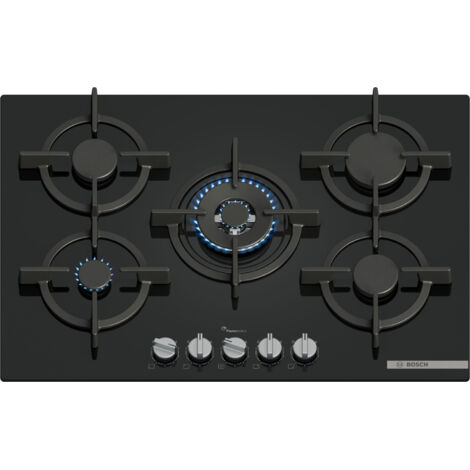 Bosch Serie 6 PPQ7A6I15 , Piano cottura a gas, 75 cm, Vetro temperato, Nero