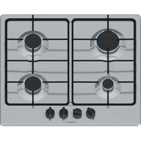 Bosch Serie 4 PGP6B5K85 Piano cottura a gas 60 cm 4 fuochi Acciaio Inox. Colore del prodotto: Acciaio inox, Posizionamento dell'apparecchio: Da incasso, Dimensione della larghezza del piano cottura...