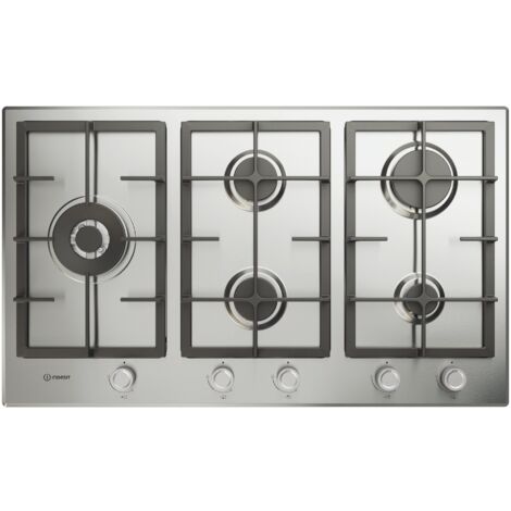 Indesit IN 9522 IX 1 piano gas inox 90cm 5 fuochi bruciatore doppia corona griglie in ghisa lavabili in lavastoviglie. Colore del prodotto: Acciaio inox, Posizionamento dell'apparecchio... - IN9522IX1