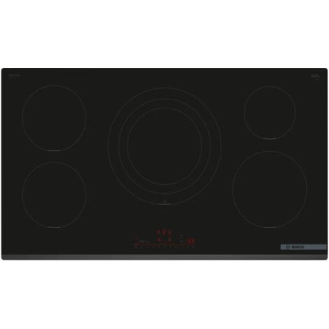 Bosch Serie 6 PIV931HC1E Piano cottura a induzione 90 cm 5 zone standard Nero. Colore del prodotto: Nero, Posizionamento dell'apparecchio: Da incasso, Dimensione della larghezza del piano cottura: ...