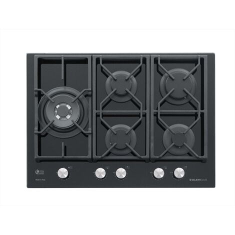 Glem Gas GV75TXBK. Colore del prodotto: Nero, Posizionamento dell'apparecchio: Da incasso, Dimensione della larghezza del piano cottura: 70 cm. Bruciatore piccolo: 1000 W, Bruciatore medio: 1400 W,... (1/5)