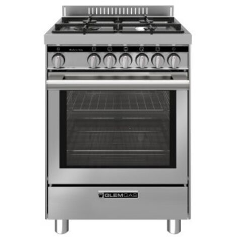 Glem Gas ST664VI Cucina 60cm 4 Fornelli Gas Forno 67L Acciaio Inox Classe A