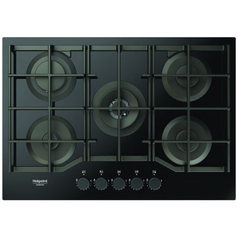 Hotpoint Ariston Piano cottura a gas HAGS 72F/BK 1. Colore del prodotto: Nero, Posizionamento dell'apparecchio: Da incasso, Dimensione della larghezza del piano cottura: 73 cm. Tipo di controllo: M...