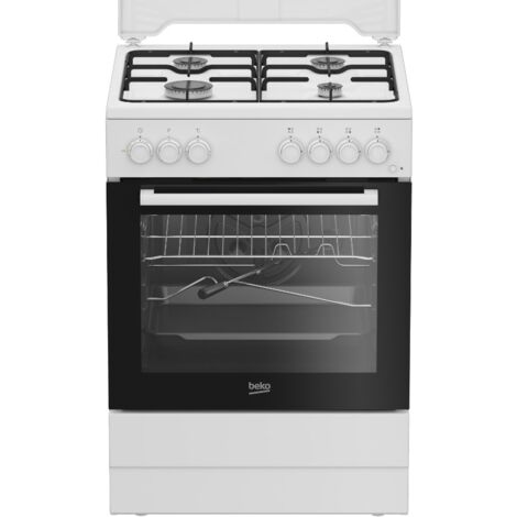 Beko – Cucina a gas con forno elettrico statico e grill elettrico – Bruciatori ad alta efficienza – Pulizia SteamShine – Classe A – Bianco (1/5)