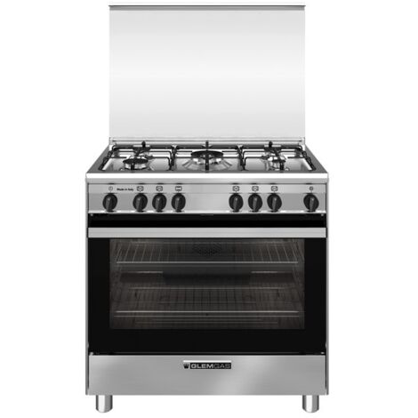 Glem Gas SA865VI. Tipo di prodotto: Cucina, Colore del prodotto: Acciaio inox, Tipo di controllo: Manopola. Tipo di piano cottura: Gas, Numero totale di fuochi: 5 Fornello(i), Numero di fuochi: 5 F...