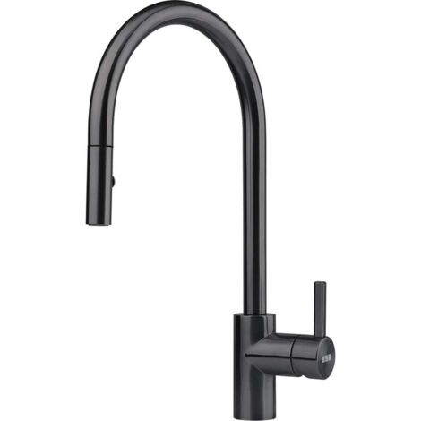 Franke 820479. Colore del prodotto: Nero, Angolo di erogazione della bocca: 180°. Altezza sopra la superficie di fissaggio (max): 21,1 cm - 115.0613.671
