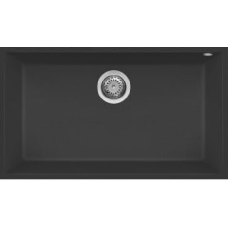 Elleci LKQ13086BSO Quadra 130 Lavello sottopiano 1 vasca rettangolare Keratek Plus 76x44 cm colore Nero (1/5)