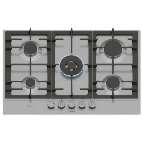 Bosch Serie 6 PCQ7A5I95. Colore del prodotto: Acciaio inox, Posizionamento dell'apparecchio: Da incasso, Dimensione della larghezza del piano cottura: 75 cm. Tipo di controllo: Manopola, Posizione ...