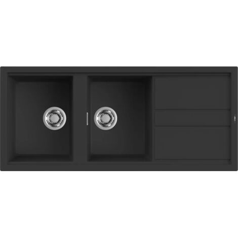 Lavello Elleci Incasso 2 vasche 116x51 Best 500 Granitek Nero LGB50040