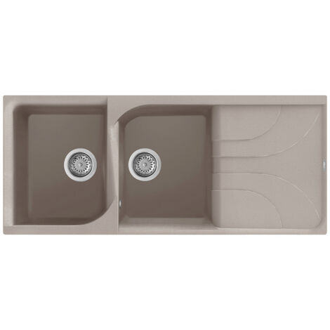 Lavello Elleci Incasso 2 vasche 116x50 Ego 500 Granitek Grigio Tortora LGE50043