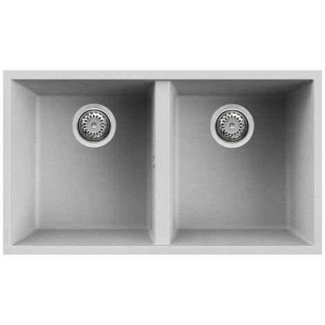Lavello Elleci Incasso 2 vasche 76x43,5 Quadra 350 Sottotop Metaltek Grigio Aluminium LMQ35079BSO
