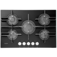 Hotpoint FTGHG 751 D/HA(BK) Piano Cottura Nero Da incasso 75 cm Gas 5 Fornelli