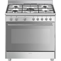 SMEG Cucina 5 Fuochi Con Forno Elettrico Inox 90 X 60 Cm