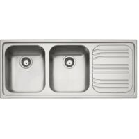 Lavello da cucina Franke Radar RRX 621 in Acciaio Inox, 2 Vasche con Gocciolatoio a Destra, Dimensioni 1160x500 mm, Lavello ad Incasso Rettangolare
