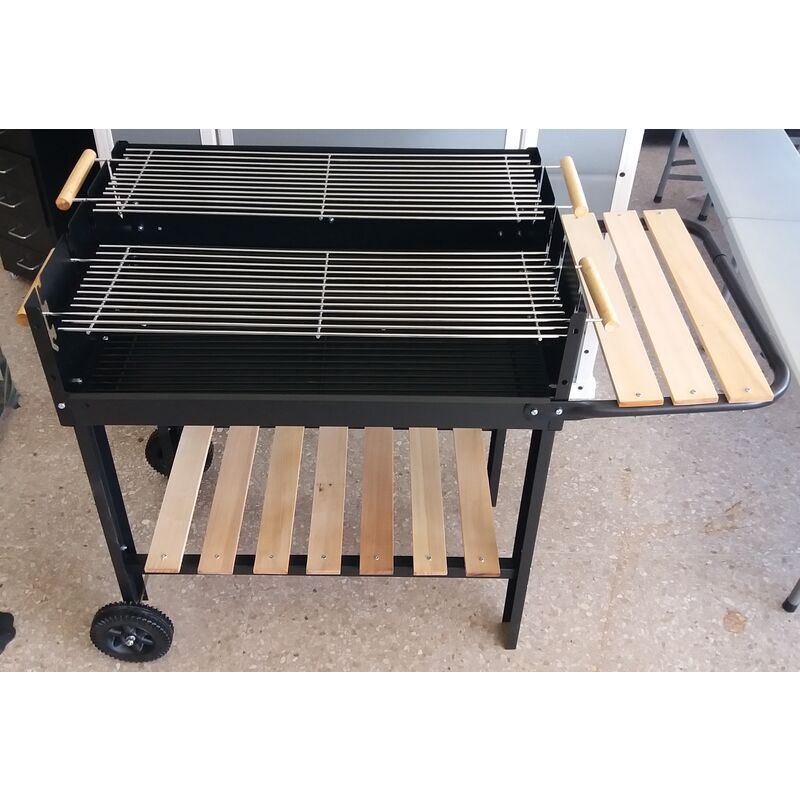 Barbecue portatile in metallo ferro e acciaio BBQ carrello grill e piano  cottura