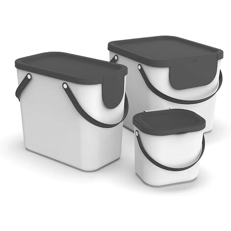 Cestino Bio Rotho Albula 6L - Con Coperchio, Per Compost E Rifiuti Cucina, Blu/Grigio - Foto 4