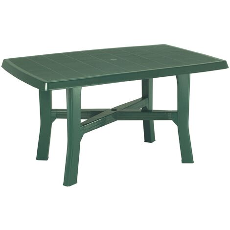 Tavolo tavolino rettangolare in resina di plastica verde per esterno da  giardino terrazzo bar sagra campeggio con foro per ombrellone