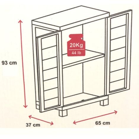 Mobile in dura plastica grigio e nero con 2 ante e 1 piano