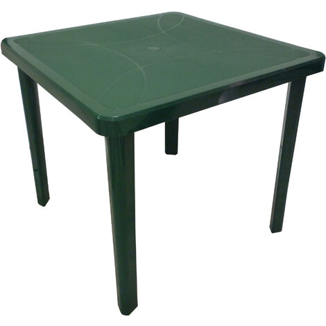 Tavolo tavolino quadrato 80x80 Nettuno in dura resina di plastica verde con  foro per ombrellone per esterno casa balcone bar sagra da giardino
