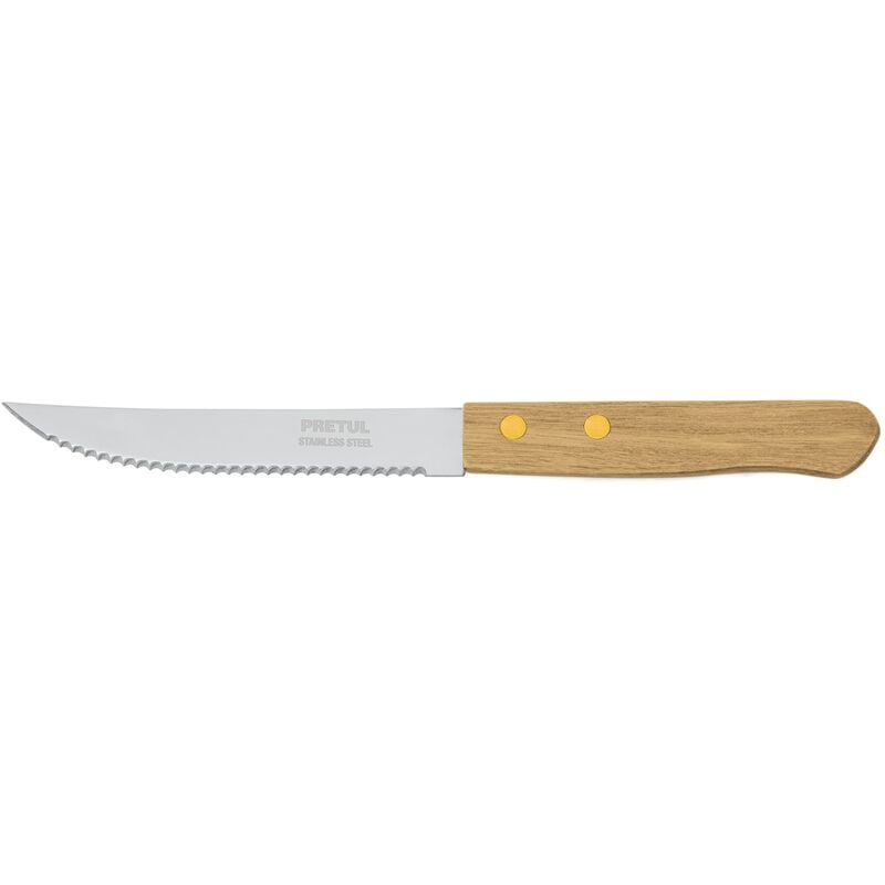 Cuchillo con sierra, mango madera, 125mm